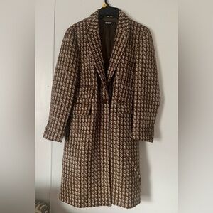 DKNY Brown and Cream Patterned Blazer